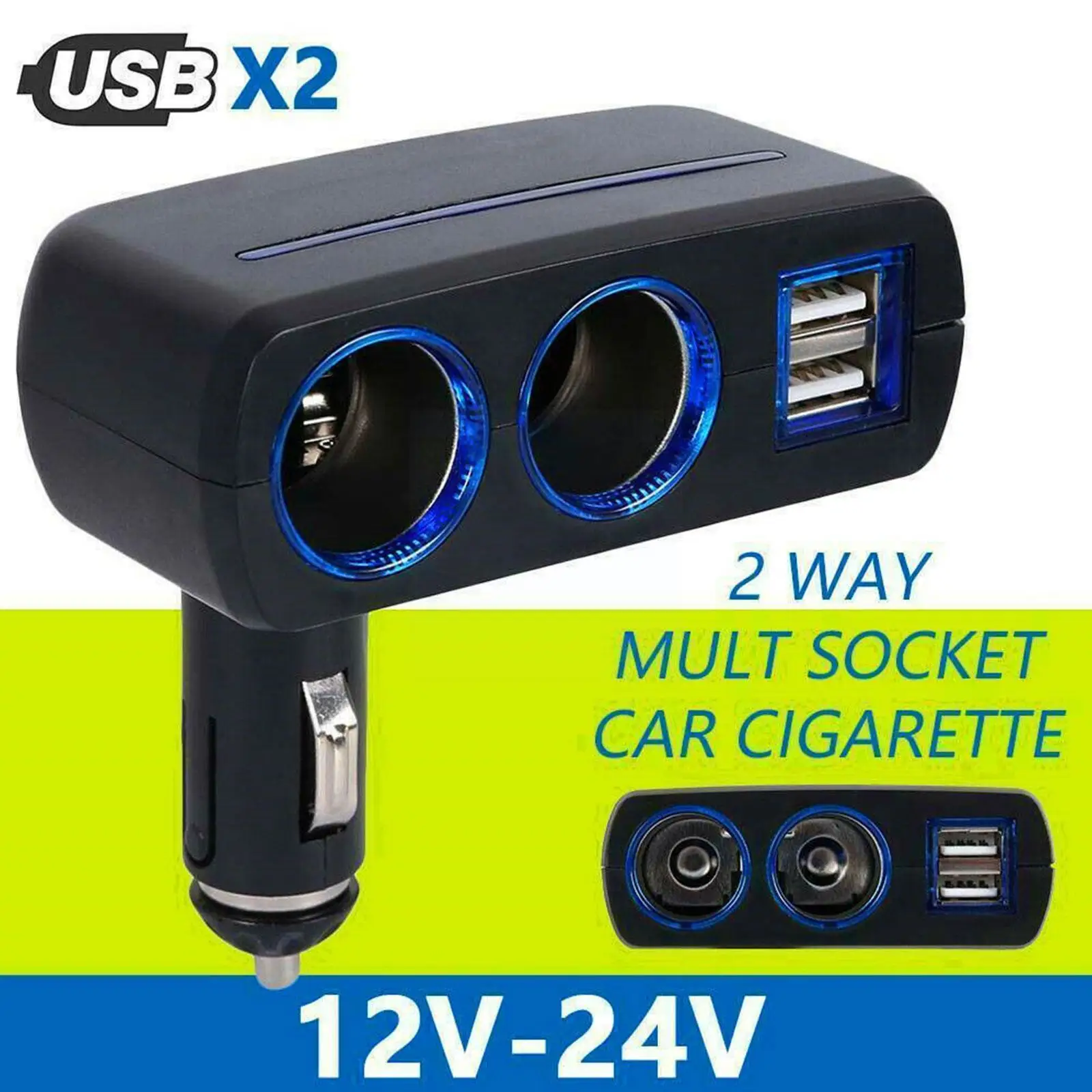 

Usb 12v/24v 2 Way Car Cigarette Lighter Auto Socket Splitter Universal Lighter Power Vehicle Dual Adapter Charger Usb G0o8