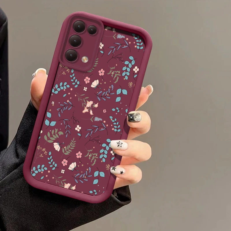 Чехол для телефона Reno 15 Pro Fashion Retro с цветочным принтом в виде листьев для OPPO Reno 15 F FS 5G 15 Pro Mini, матовый, ударопрочный, из мягкого TPU. (art.: 3920db2bab37a) - 3920db2bab37a