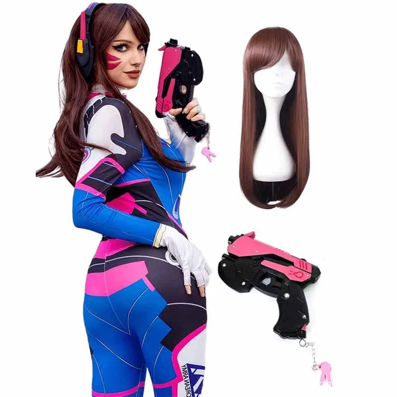 

Game Dva Cosplay Costume Game Female Adult Child Lycra 3D Printing Spandex Halloween Party Zentai Wig Suits Gun D.Va Cos