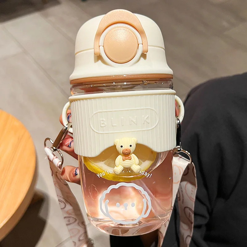 

Outdoor Gym Sports Drinking Kettle Portable Kawaii Cup 600ml Tumbler With Straw Cute Water Bottle For Girl Ins Style Cartoon Mug