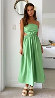 2022 spring and summer new temperament commuter fashion all match casual street solid color sexy tube top long dress