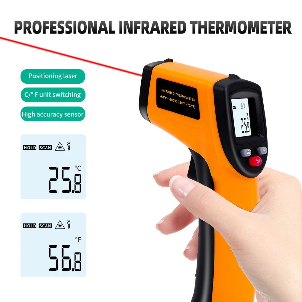

GM320 Infrared Temperature Meter Digital Thermometer Pyrometer Laser Thermoregulator -50~400 ℃ Temp Tester For Industry 40% OFF