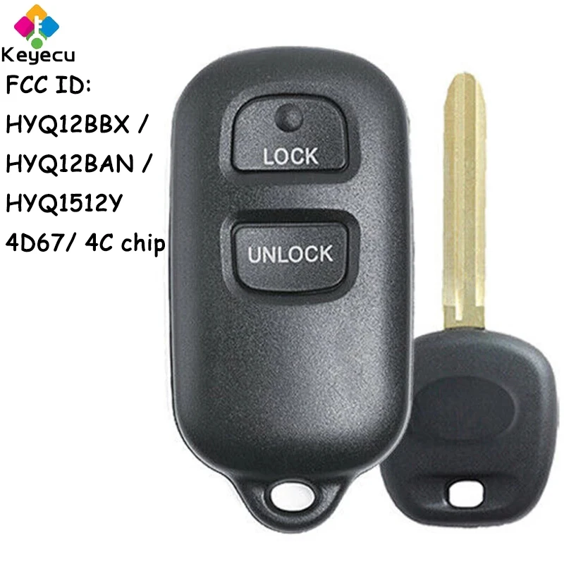 KEYECU chiave auto remota con 2 + 1 3 pulsanti + chiave Transponder per Toyota FJ Cruiser Highlander Prius Fob HYQ12BBX HYQ12BAN HYQ1512Y