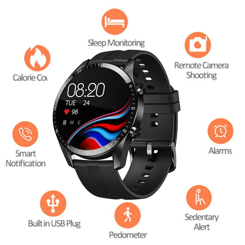 

Smart Watch Men Calorie Exercise Fitness Tracker Real-Time Push Message Health Sleep Monitoring Sedentary Reminder Wristwatches