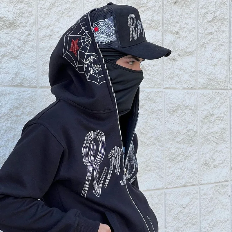 

Men/women Hip Hop Joggers Zip Hoodie Sweatshirt Skull Skeleton Print Active Streetwear Hoodies Sweatshirts Black Y2K Jacket