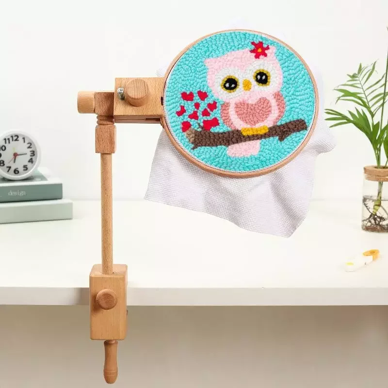 

Wooden Embroidery Hoop 360 Degree Rotation Adjustable Desktop Stand Cross Stitch Rack Frames Rings Adults Mother Gifts Sewing
