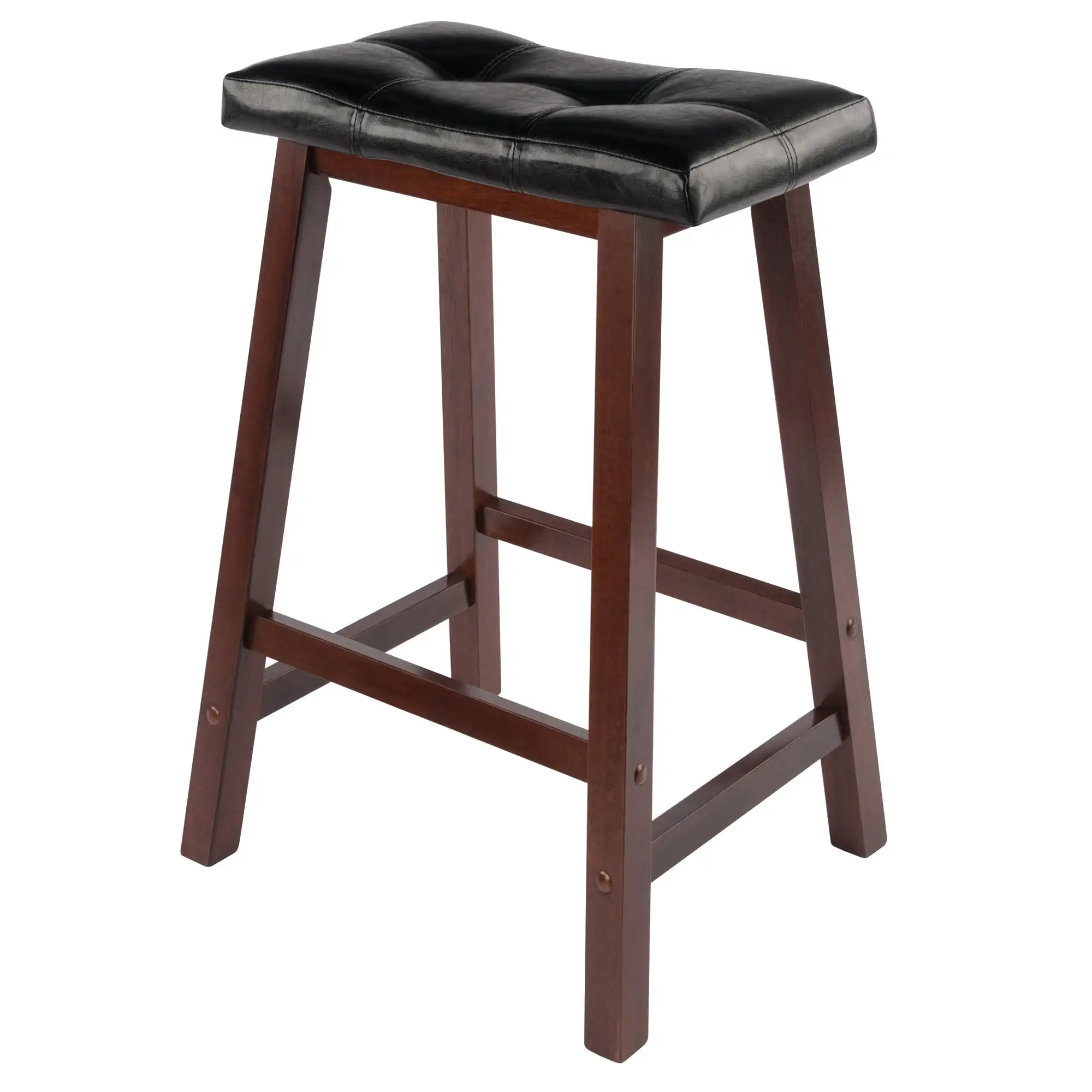 

free shipping Wood Mona Cushion Saddle Seat Counter Stool Black & Walnut