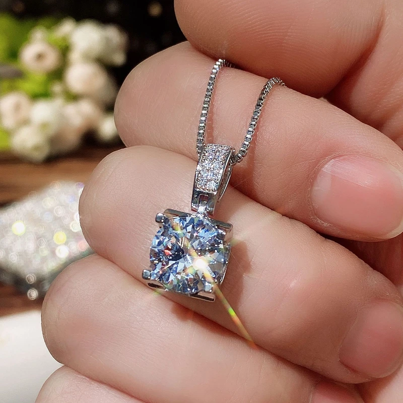 

High Quality Crystal Cubic Zirconia Engagement Necklace Silver Color Accessories Luxury Female Jewelry Gifts