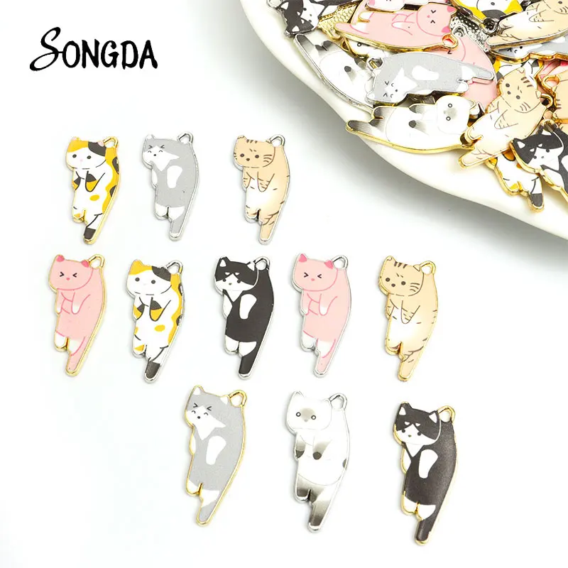 

10pcs Funny Enamel Multicolor Cat Kitten Pendant Charms Kawaii Animal Alloy Charms for DIY Jewelry Making Handmade Accessories