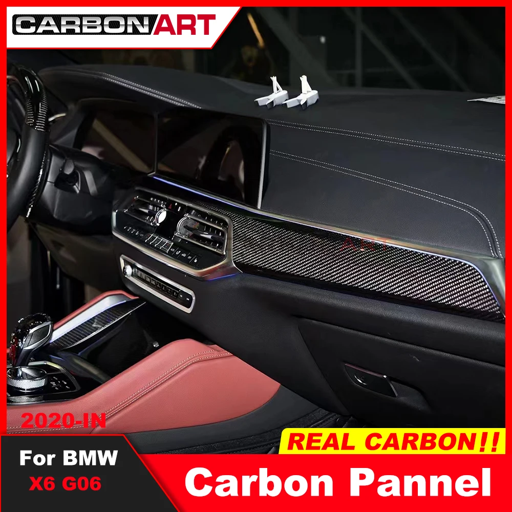Глянцевая черная внутренняя отделка из углеродного волокна, автомобильные аксессуары для bmw серии X6, G06, 2020 дюйма, крышка для подлокотника двери CD