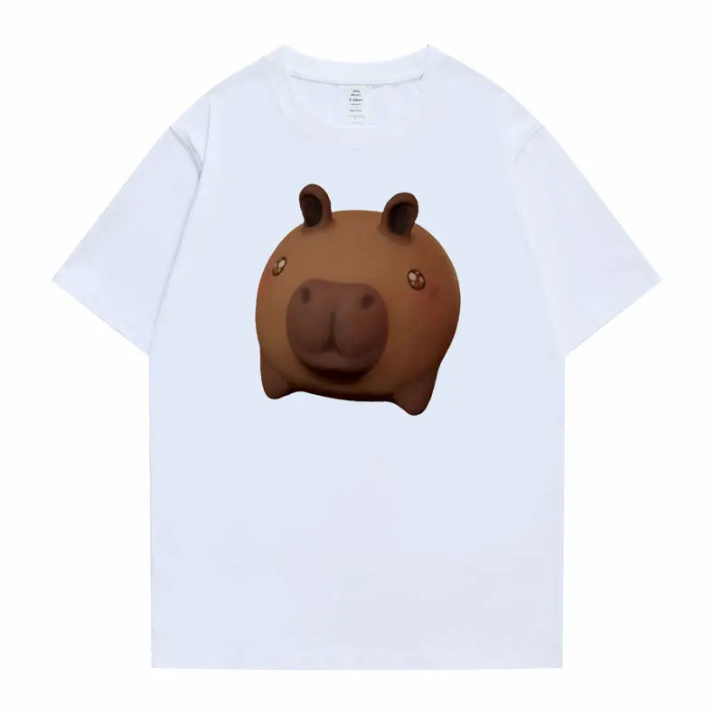 

Capybaras Chibi Cute Aesthetic Art Graphic Print T-shirt Short Sleeve Men's Oversized Streetwear Men Women Casual Loose Cotton