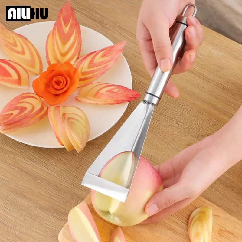 

Stainless Steel Triangle Fruit Carving Knife Fruit Platter Artifact Triangle Vegetable Knife Non-slip Carving Blade Kitchen Tool