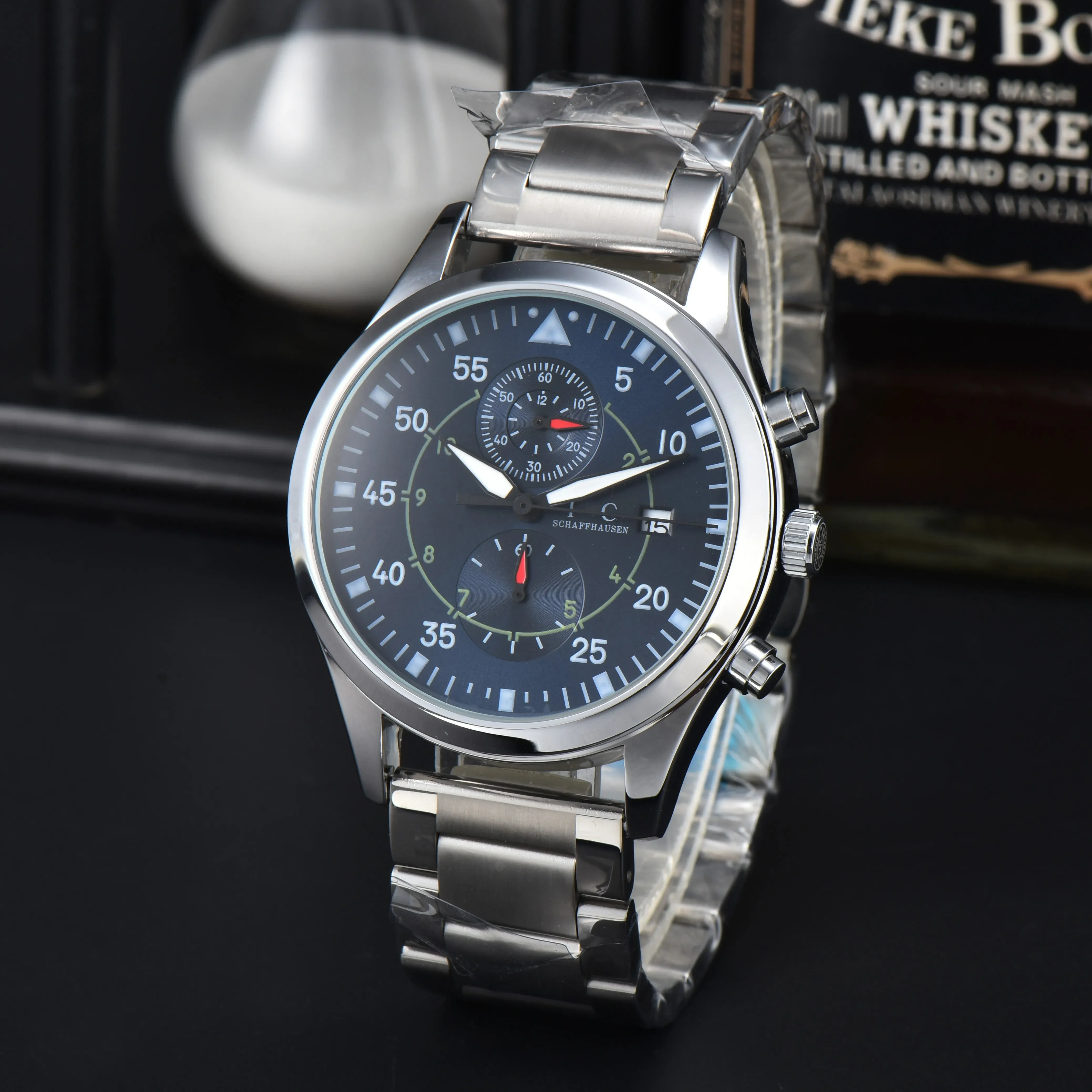 

2023 Top Original Luxury Brand AAA Pilot Chronograph Silver Case Mens Belt Multifunctional Quartz Chronograph Movement IWC Watch