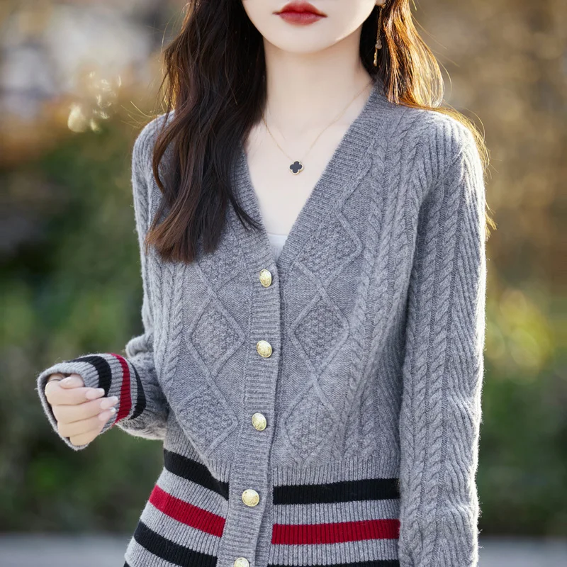 Новинка 2024 кардиган из 100% мериносовой шерсти осенне-зимний кашемировый свитер
