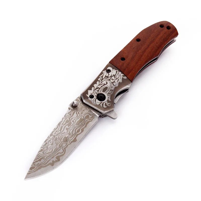 Портативный складной дамасский нож с оптовым лезвием из нержавеющей стали