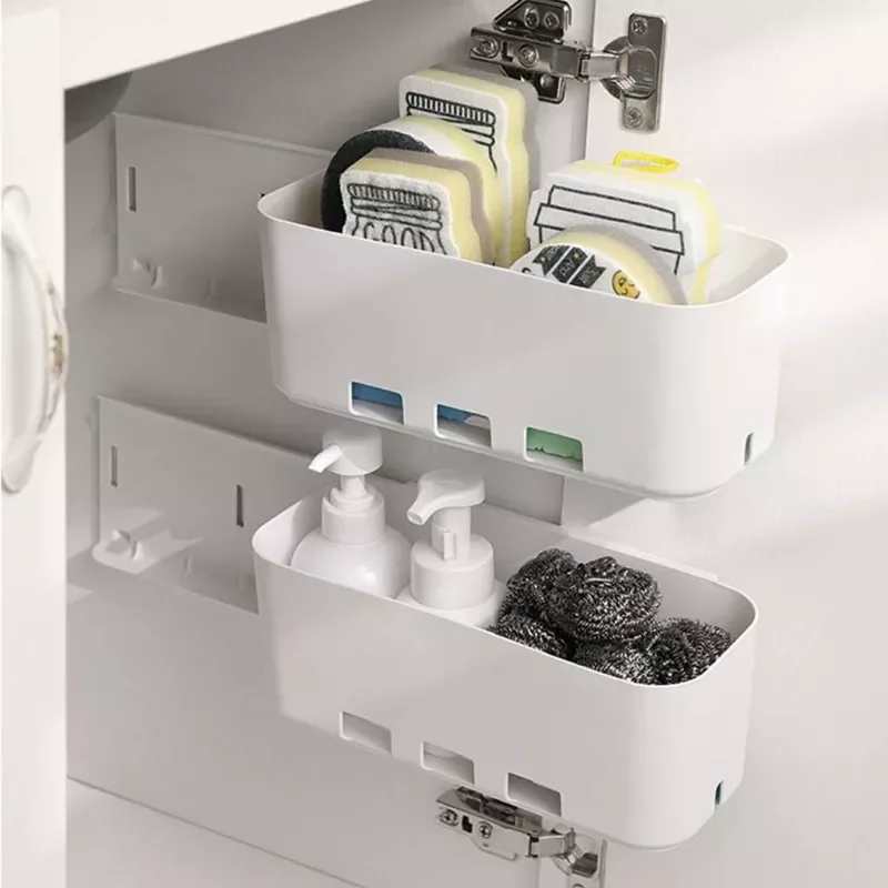 

Multifunctional Hanging Storage Basket Wall-mounted Kitchen Drawer Shelf Rack Cabinet Push-pull Box for Seasoning