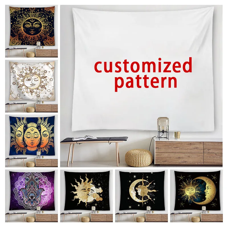 

Mandala Tapestry White Black Sun and Moon Tapestry Wall Hanging Tarot Hippie Wall Rugs Dorm Decor Blanket