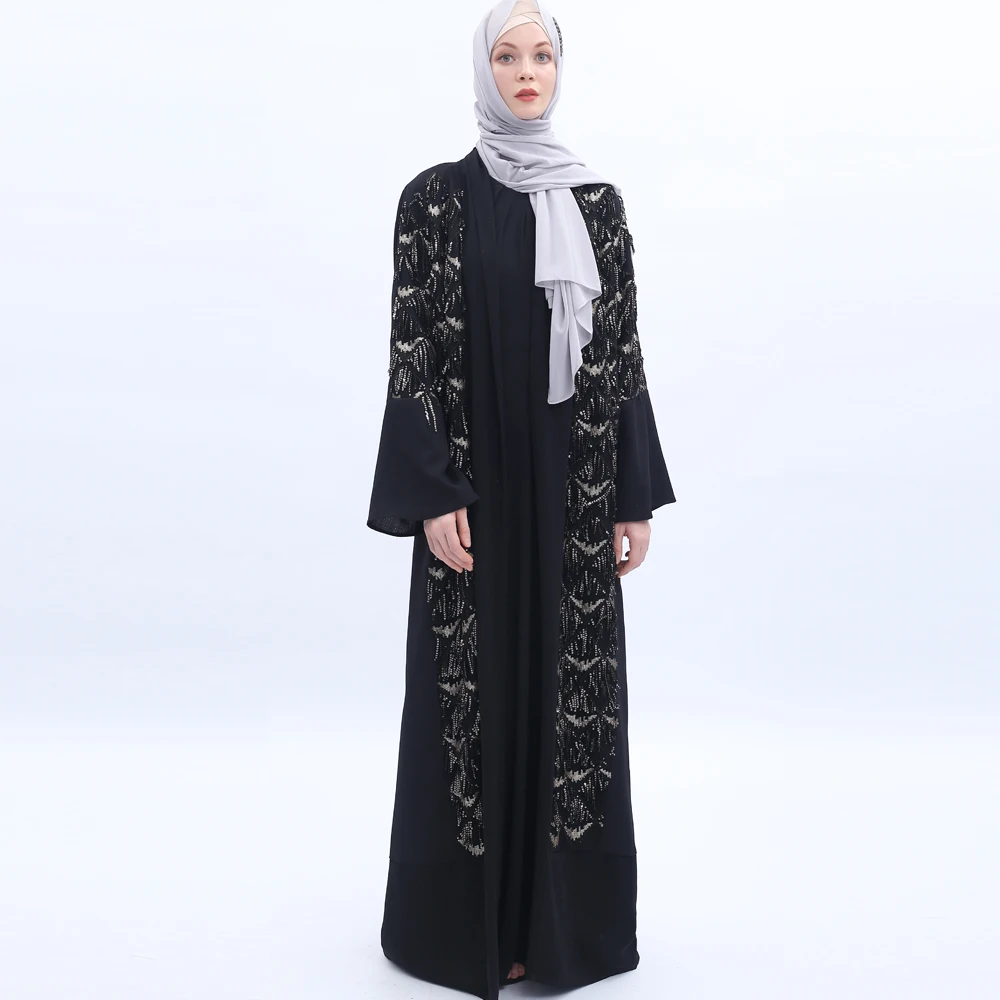 Dubai Turkish Style Open Abaya Kimono Muslim Kaftan Cardigan Abayas Dresses For Women Casual Robe Female Caftan Islamic Clothing