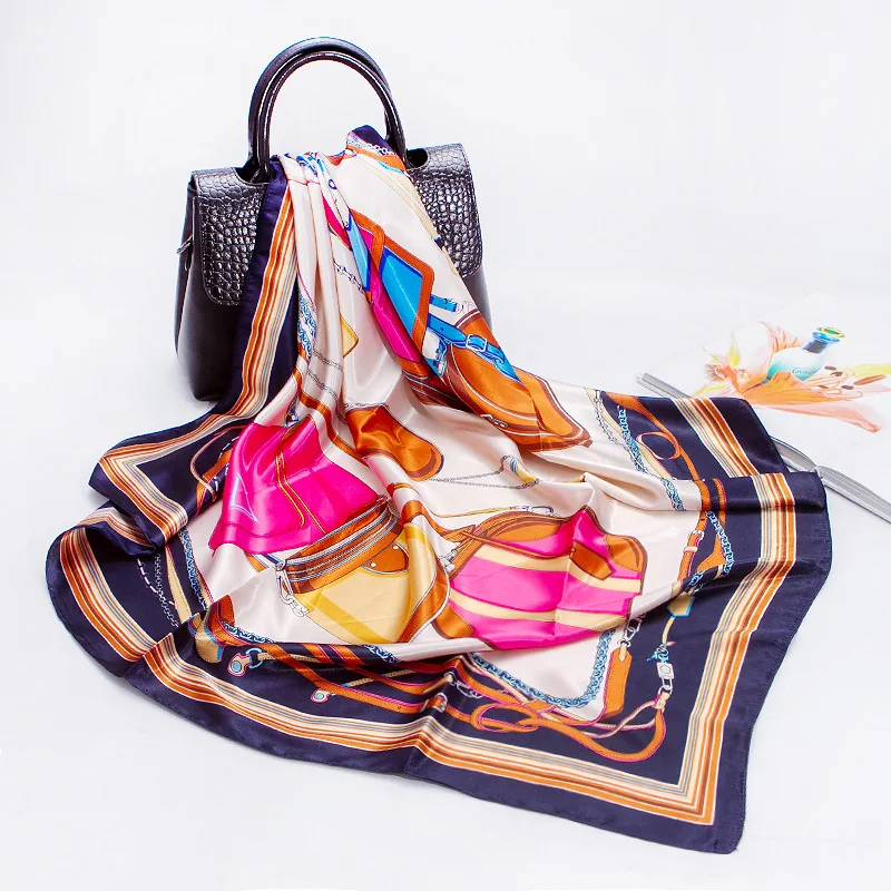 Новинка 2021 женская модель 90 см модная сумка шарф с принтом сатиновый атласный