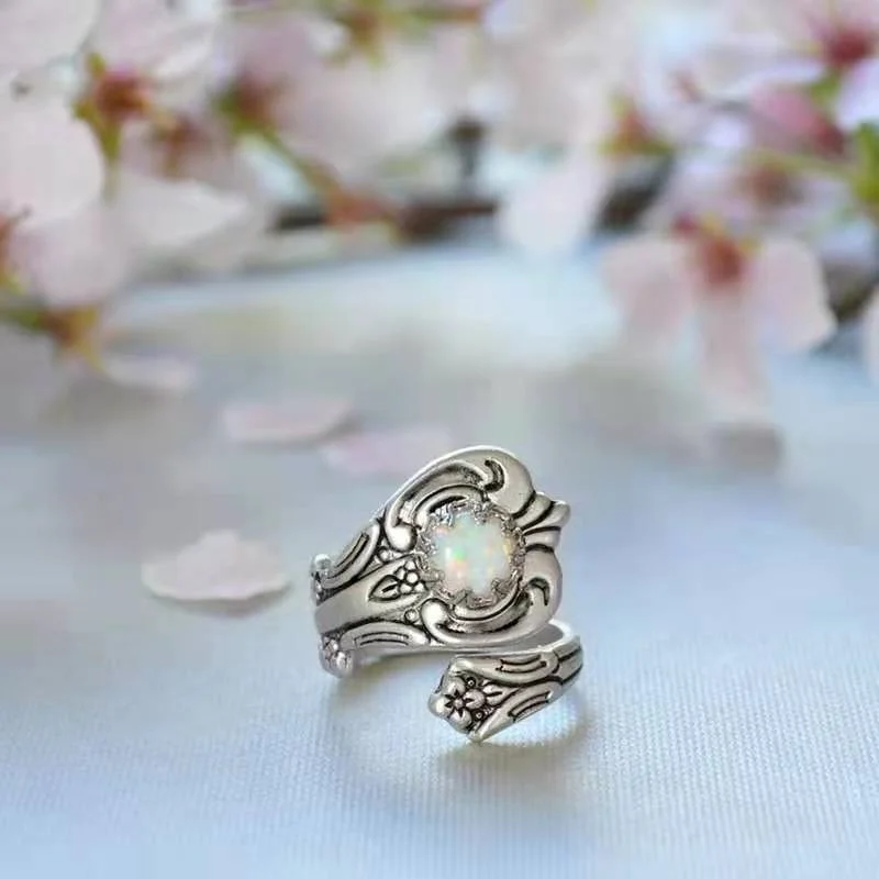 

White fire opal ring thumb Birthstone Ring fashion jewelry gift