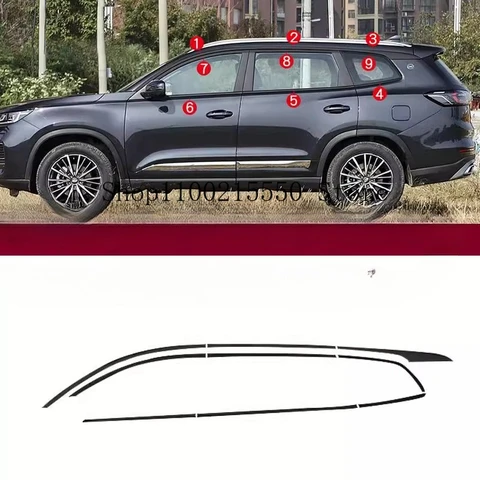 Для Tiggo 8 pro MAX накладка на окно из нержавеющей стали, ярко-черная, PRO, край окна двери, черные автомобильные аксессуары, модификационные детали