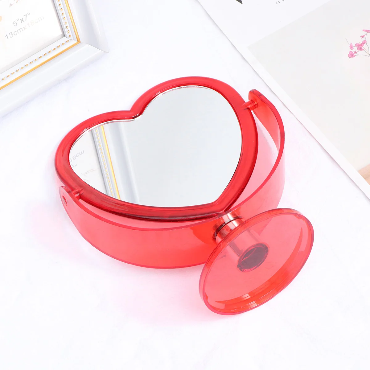 1pcs Transparent Acrylic Two-Sided Love Mirror Desktop Mirror for Home