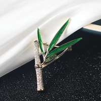 fashion women elegant enamel bamboo crystal brooches pins exquisite corsage clothing suit delicate brooch pin rhinestone badges
