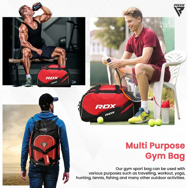 Kit Bag Gym Duffle Sports Holdall Gear MMA Fitness Exercise Equipment Backpack Hiking Luggage Shoulder Sportswear Lightweight Ru