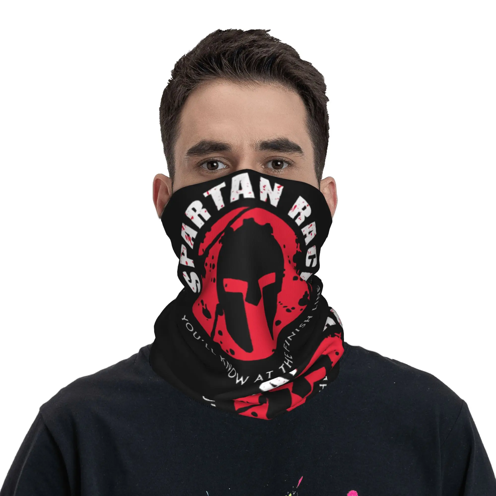 Фото Большая бандана с логотипом Spartan Race, зимний ветрозащитный шарф для шеи, женский шарф для лица, для походов, гетра, повязка на голову. №5