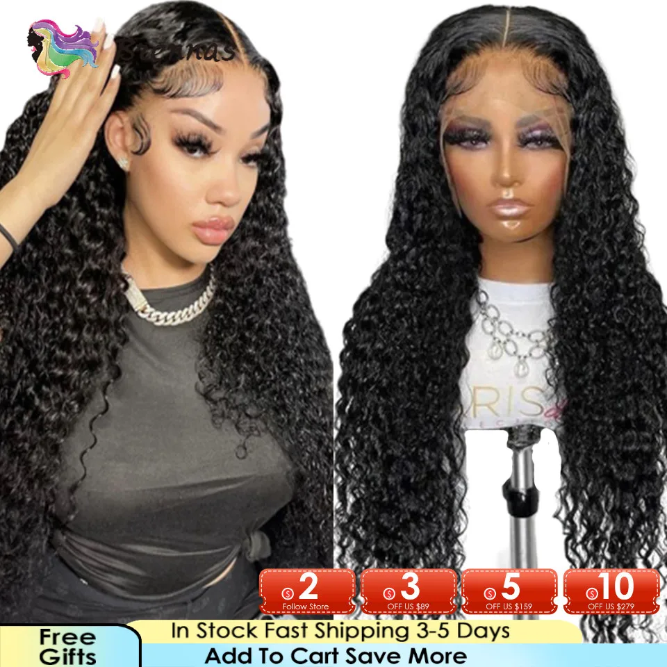 

Парик из натуральных бразильских вьющихся человеческих волос 13x4, прозрачные вьющиеся человеческие волосы на шнуровке, передний парик есте...