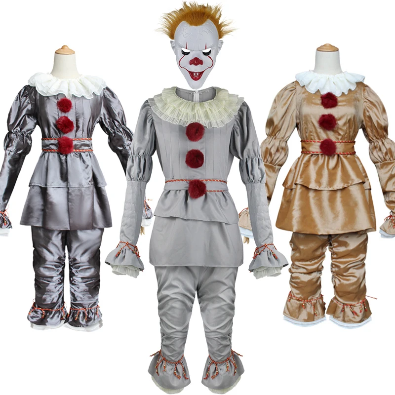 

Horror Movie Kids Halloween Cosplay Pennywise Clown Masquerade Costume Carnival Boys Girls Aduit Resurrection Night Clown Outfit