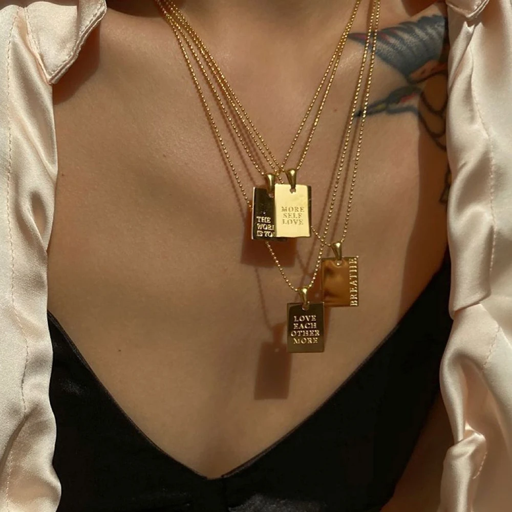 

SCALLOPED Fashion Creative Love Oath Titanium Steel Necklace Beloved Girlfriend Birthday Festival Jewelry Necklace