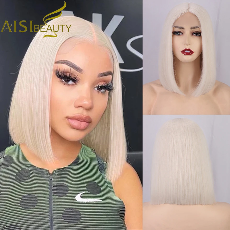 

AISI BEAUTY синтетический парик на сетке спереди для женщин короткие прямые 60 цветов парики для косплея для вечеринки термостойкие парики на сетке спереди