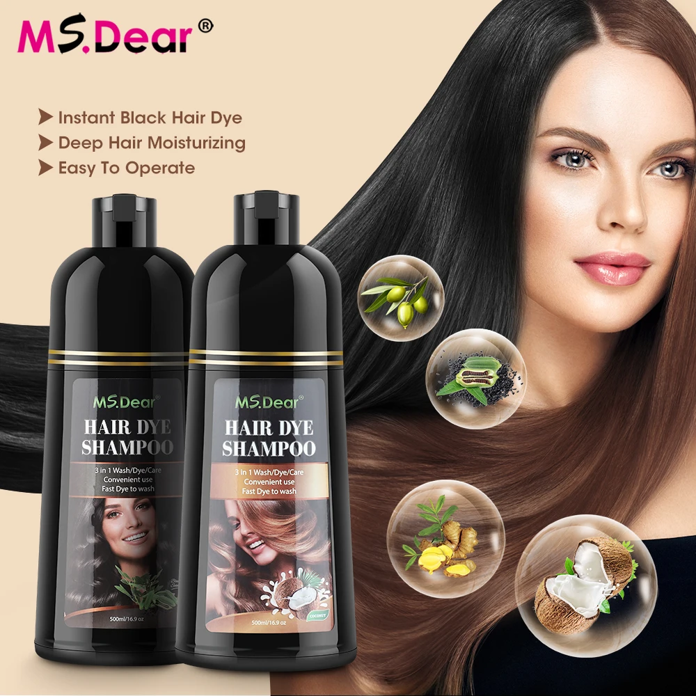 

Hair Dye Shampoo Coloring For Women 500ml Natural Organic Oil Essence Covering White Hair Cosmetics Shampoo for Permanent Men