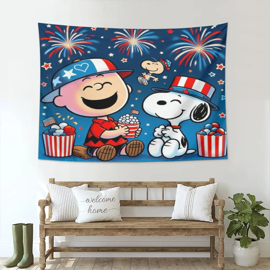 Тканевый гобелен Snoopy Peanuts для украшения стены спальни и комнаты