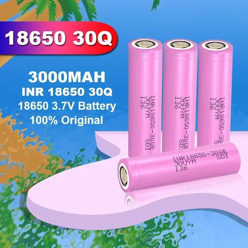 3000mAhINR18650 Battery 3.7V INR18650 30Q Li-ion Rechargeable Batteries Used for power bank small fan bateria 18650 recargable
