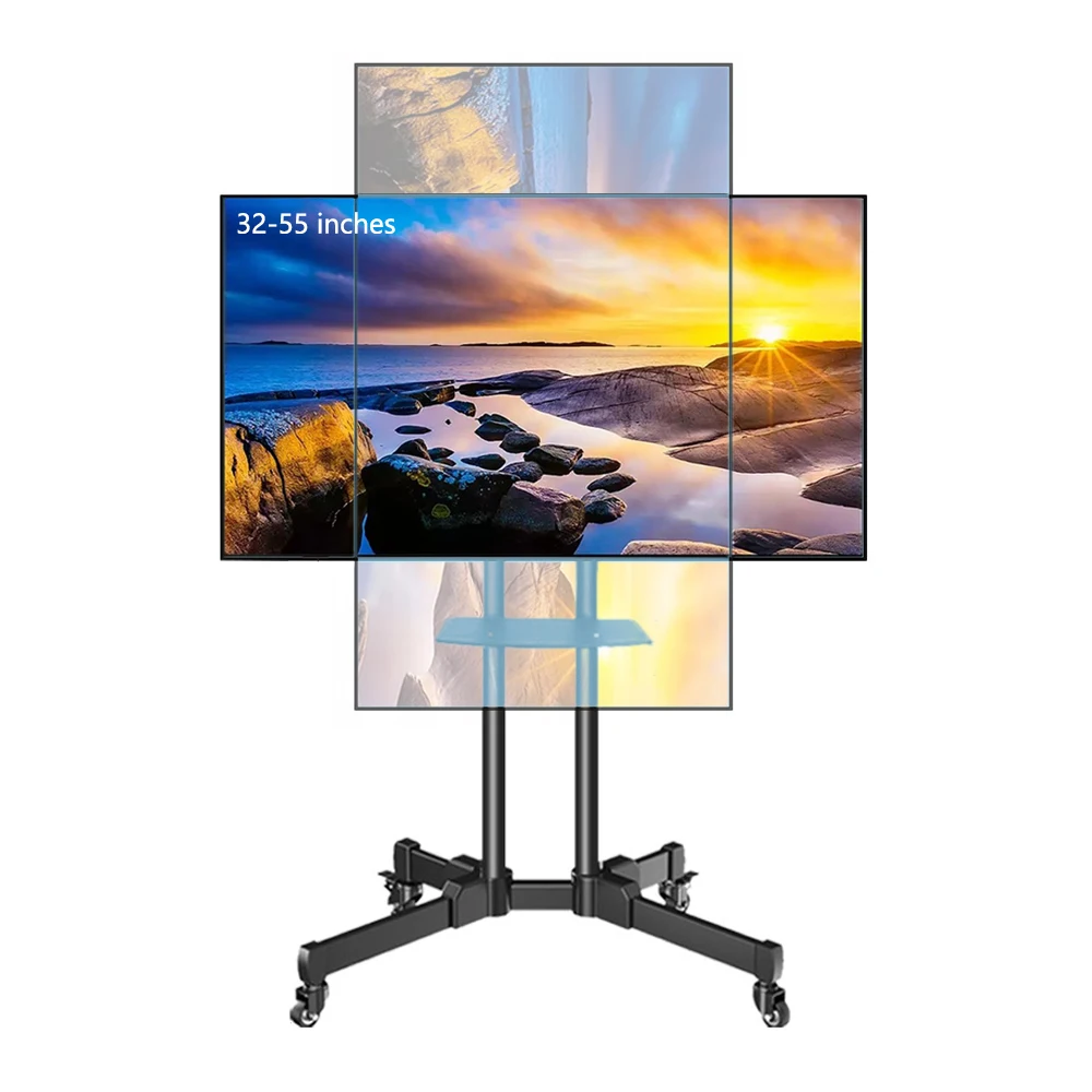 

Тележка для мобильного телевидения, напольная стойка для прямого трансляции, интегрированная машина, универсальный горизонтальный и вертикальный переключатель экрана, 32-55 дюймов