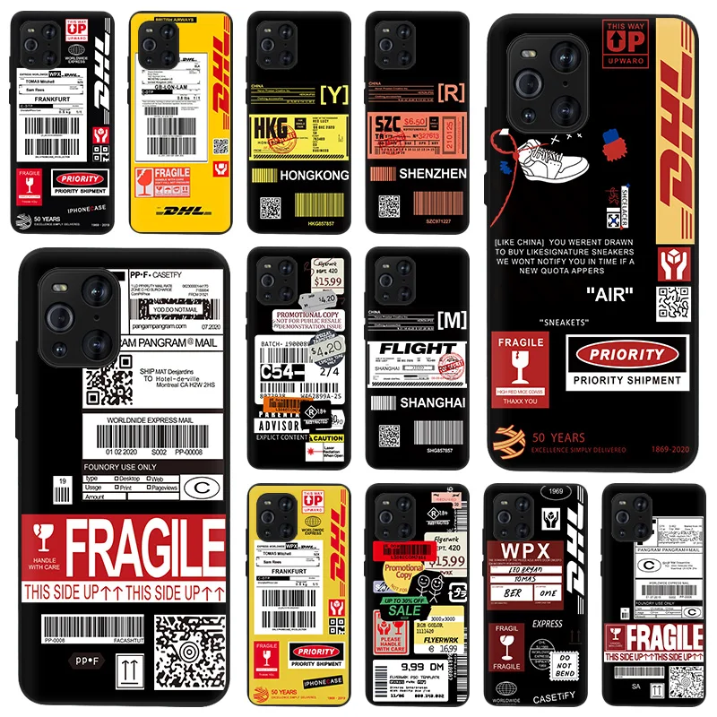 Флейта для OPPO Reno 6 4 3 Pro флейта A53 A52 A95 K9 A74 A94 A93 A55 A7 A9 Ace F11 Find X2 Dhl Express Flight Label Black Cover |