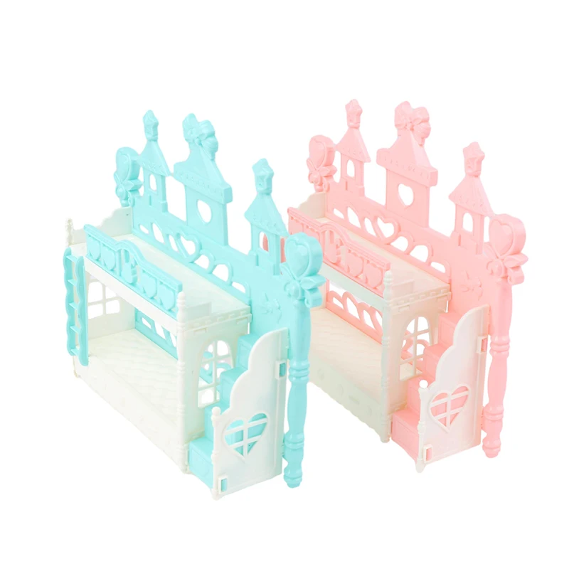 Миниатюрная кровать принцессы для кукольного домика модель двухъярусной