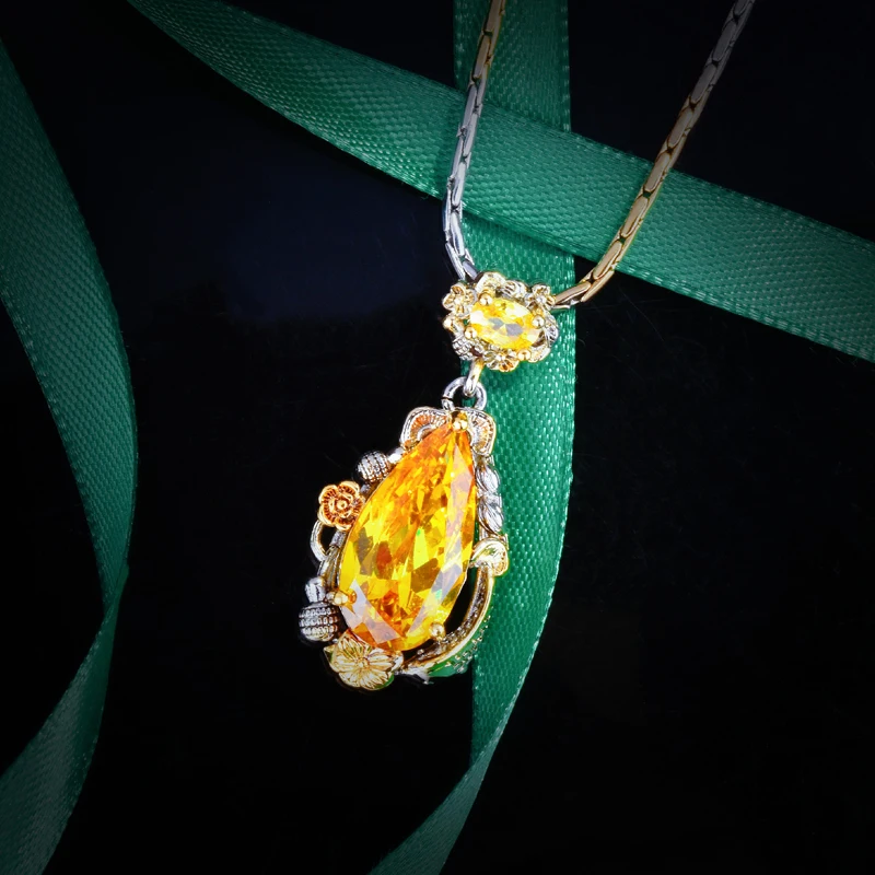 

Женское колье с подвеской в виде капли воды, с инкрустацией