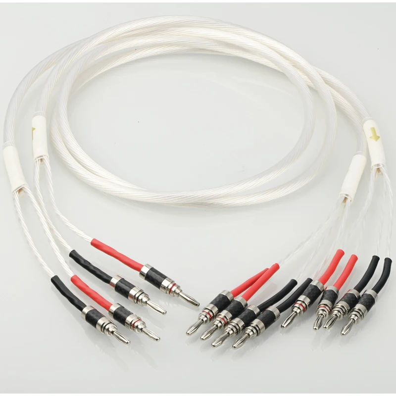 

Hi-Fi аудио-кабель для динамика, Hi-end 5N OCC посеребренный Банановый штекер 2-2 или 4, двухпроводной кабель для динамика