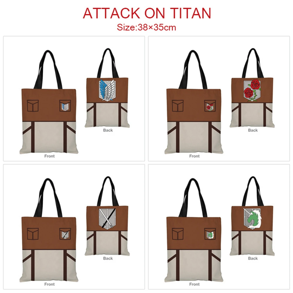 

Anime Attack on Titan Shopping Bag Cartoon Handbags Canvas Satchel Printing Shoulder Bags Student Schoolbag Travel Storagebag