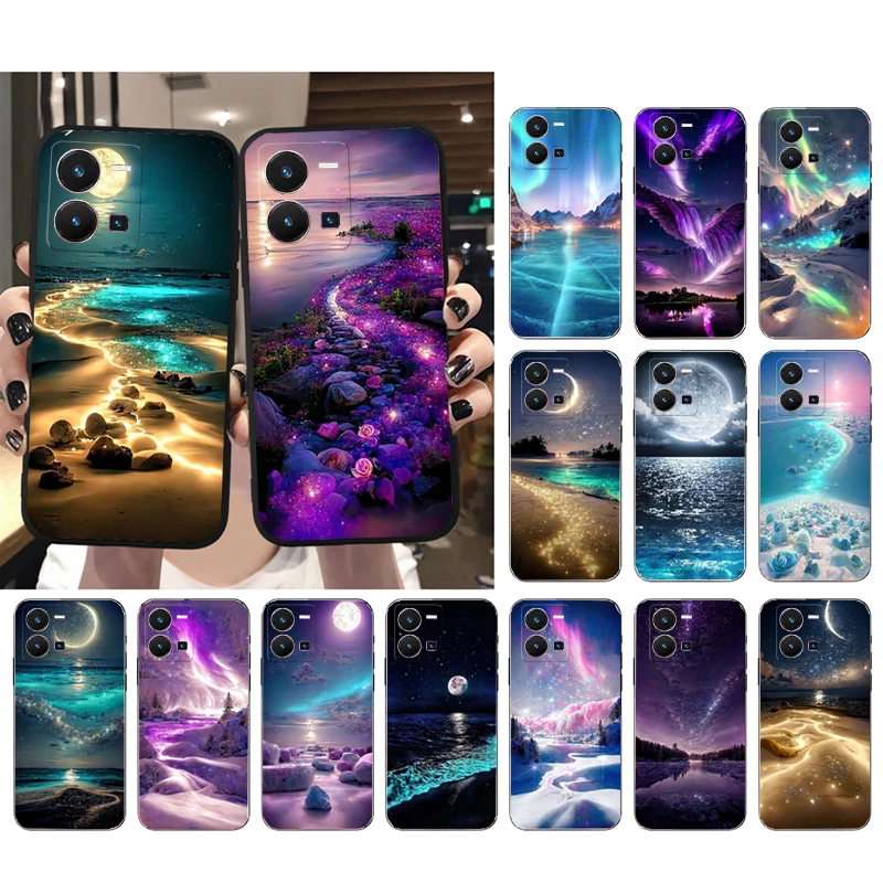 

Night Sky Moon Aesthetic Phone Case for VIVO Y53S Y33S Y22S Y11S Y31 Y21 Y70 Y20 Y21S Y72 Y35 Y51 Y01 V23E V21 V23 V21E Funda