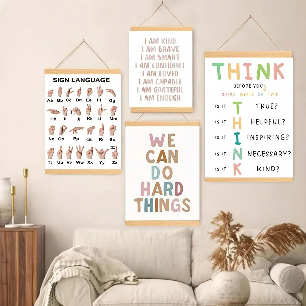 Художественный принт Affirmations подвесные картины из цельного дерева настенное