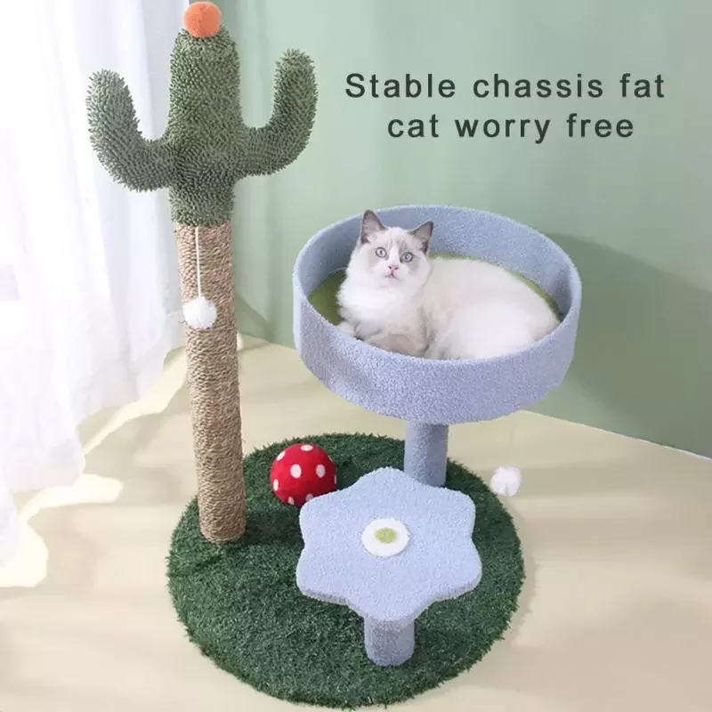 

NEW IN Cactus Tree Tower Sisal Cat Scratcher Board Kitten Climbing Frame Jumping Platform Anti Scratch Furniture Protector Cat S