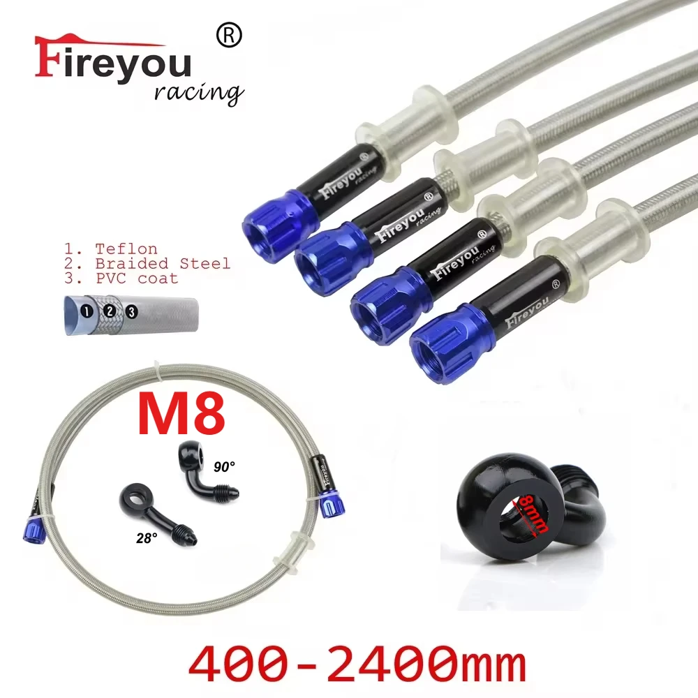 

Плетеный тормозной шланг для мотоцикла AN3, гидравлическая трубка сцепления, главный цилиндр тормозного масла, трубка DOT, усиленная ATV, грязь M8, банджо, винты