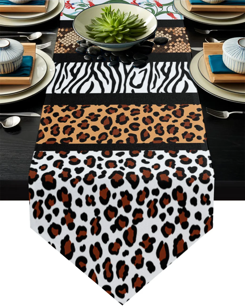 

Leopard Zebra Pattern Flower Fashion Table Runners Cotton Linen Table Runner Wedding Party Decoration Home Table Runner