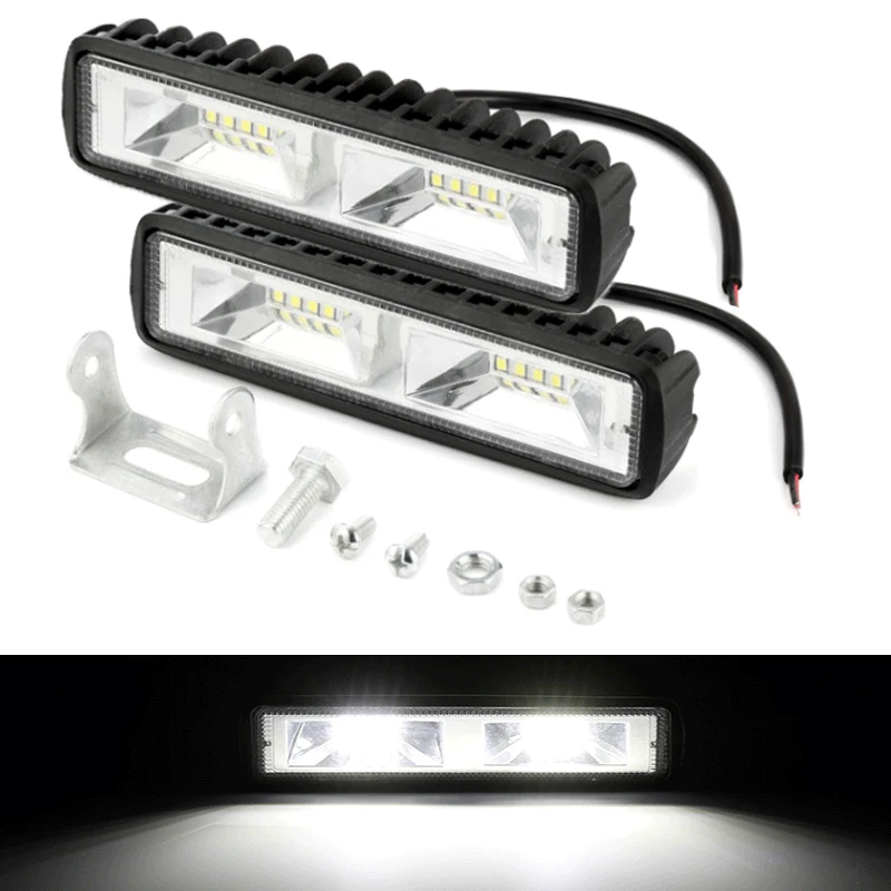 

2/1PCS 16 LED Car Work Light DRL Spotlight High Bright Waterproof Auto Offroad SUV Truck Headlights Driving Lamp 12V 24V 6000K