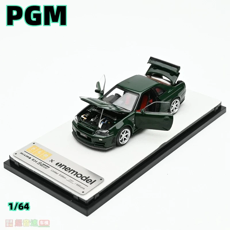Фото Миниатюрная модель автомобиля PGM 1:64 GTR R34 Z Tune, темно-зеленая, коллекционная, для взрослых, предмет декора, подарок для мальчика №4
