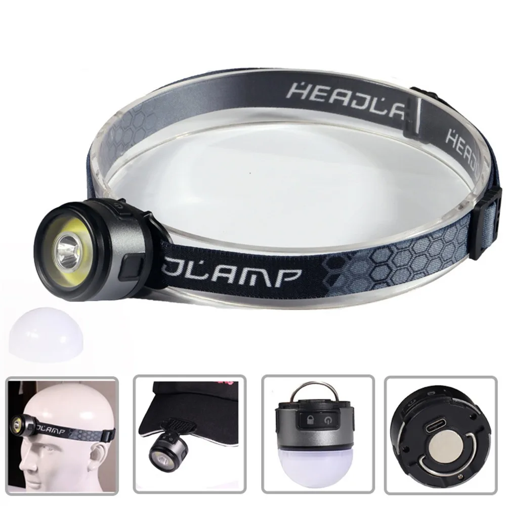 

Powerful COB LED Headlight USB Rechargeable Headlamp Magnetic Base Hat Clip Light Head Lamp Head Torch with Built-in Battery